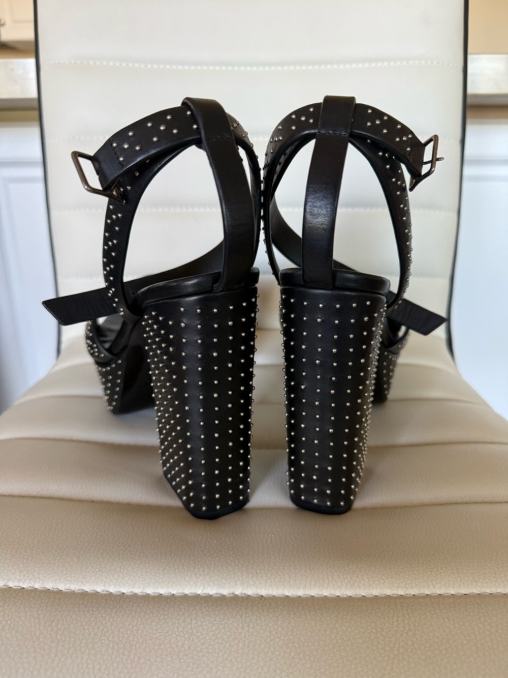 Saint Laurent Black Studded Platform Heels - Picture 4 of 6